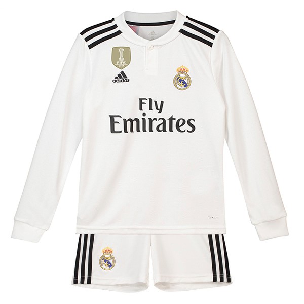 Camiseta Real Madrid 1ª ML Niños 2018-2019 Blanco